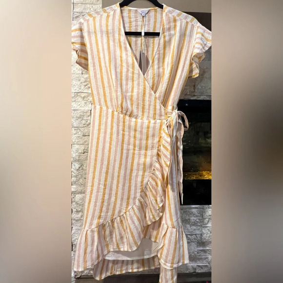 NWT Rails Bridgette wrap yellow striped dress size Small - Picture 2 of 11
